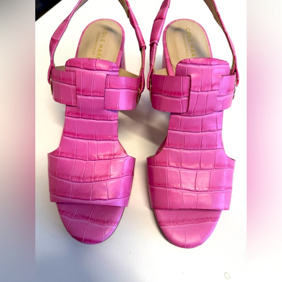 COLE HAAN Pink Block Heel Sandals - Picture 2 of 5